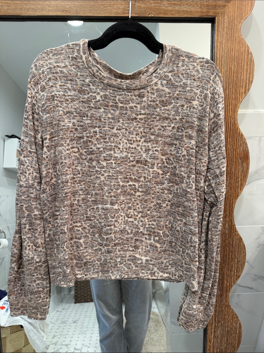 BB Dakota Taupe and Brown Leopard Print Long Sleeve Top